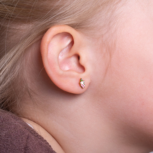 Kinder oorbellen eenhoorn – met platte achterkant