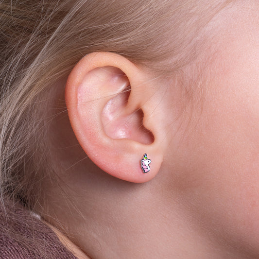 Kinder oorbellen eenhoorn – met platte achterkant