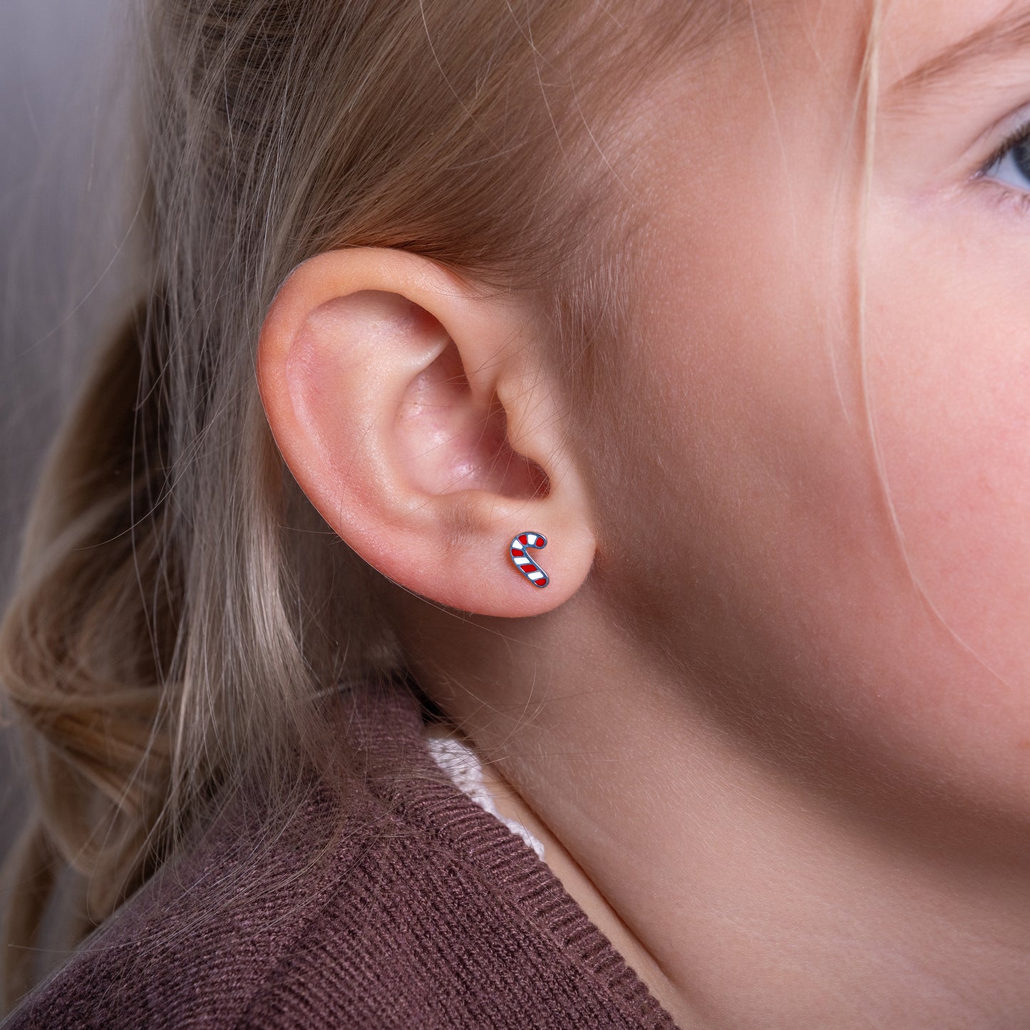 Kinder oorbellen zuurstokje – met platte achterkant