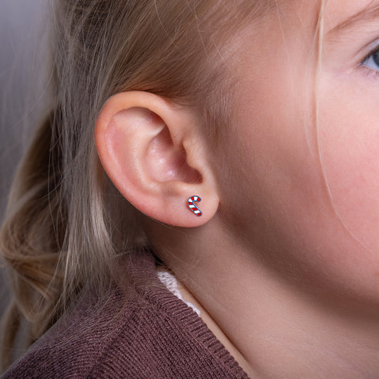 Kinder oorbellen zuurstokje – met platte achterkant