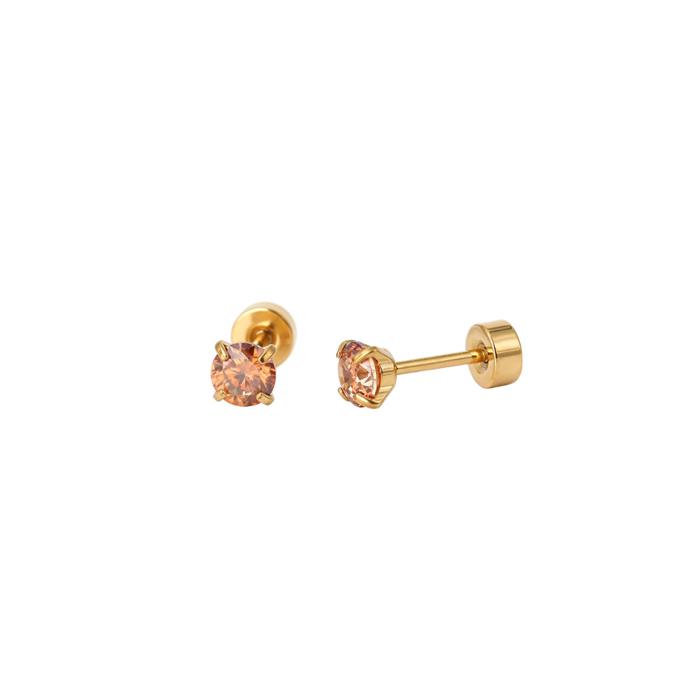 Kinder oorbellen amber diamant – met platte achterkant