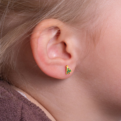 Kinder oorbellen kerstboompje – met platte achterkant