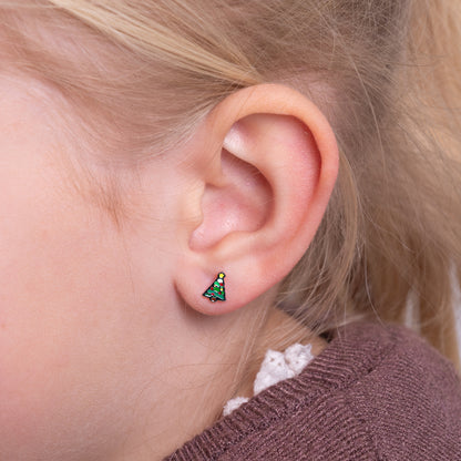 Kinder oorbellen kerstboompje – met platte achterkant