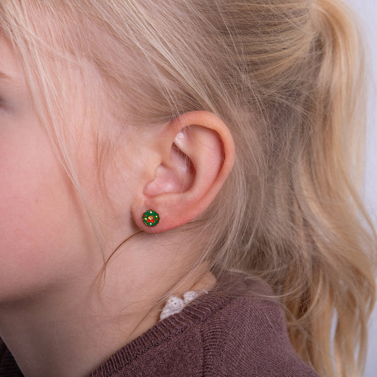 Kinder oorbellen kerstkrans – met platte achterkant