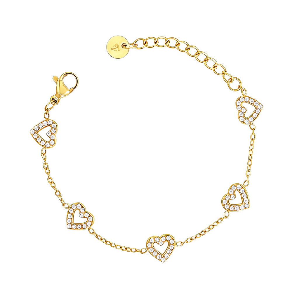 Kinderarmbandje - Diamanten hartjes