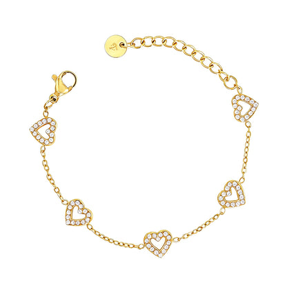 Kinderarmbandje - Diamanten hartjes