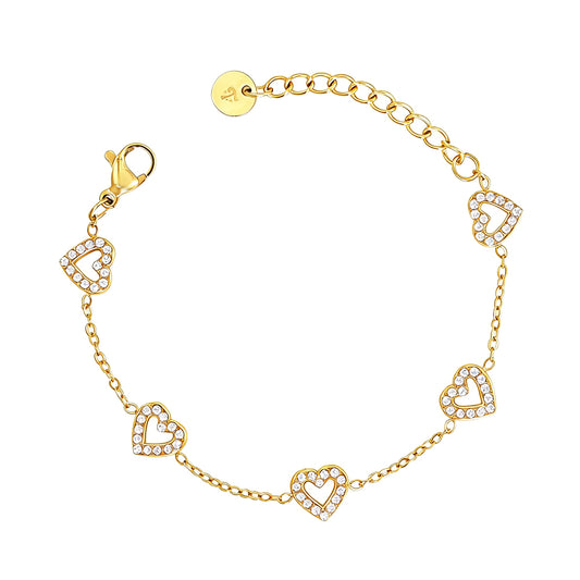 Kinderarmbandje - Diamanten hartjes