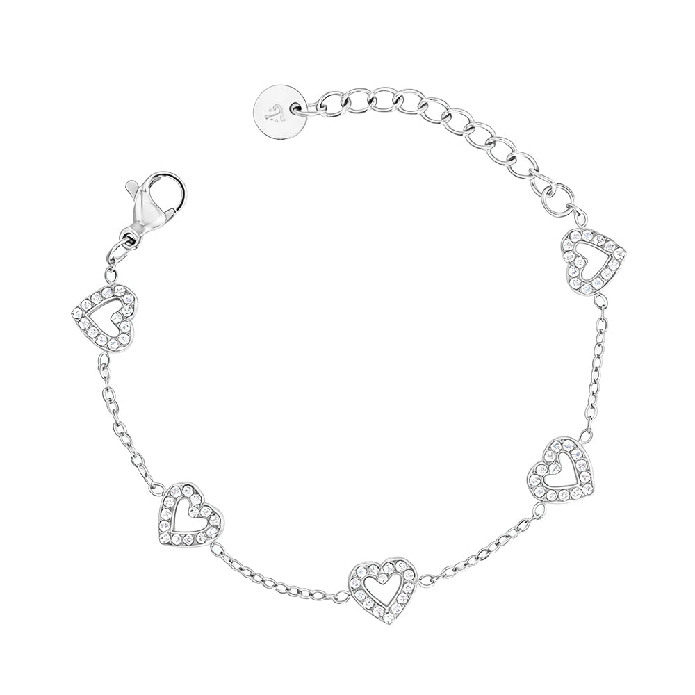 Kinderarmbandje - Diamanten hartjes