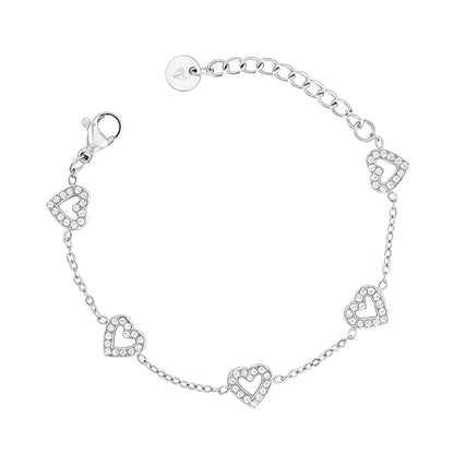 Kinderarmbandje - Diamanten hartjes