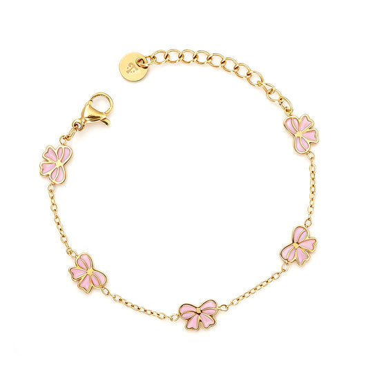 Kinderarmbandje - Roze strikjes