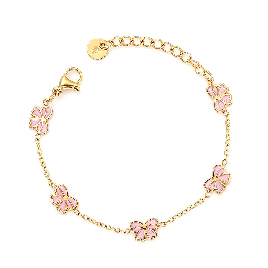 Kinderarmbandje - Roze strikjes