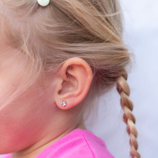 Kinder oorbellen diamant – met platte achterkant