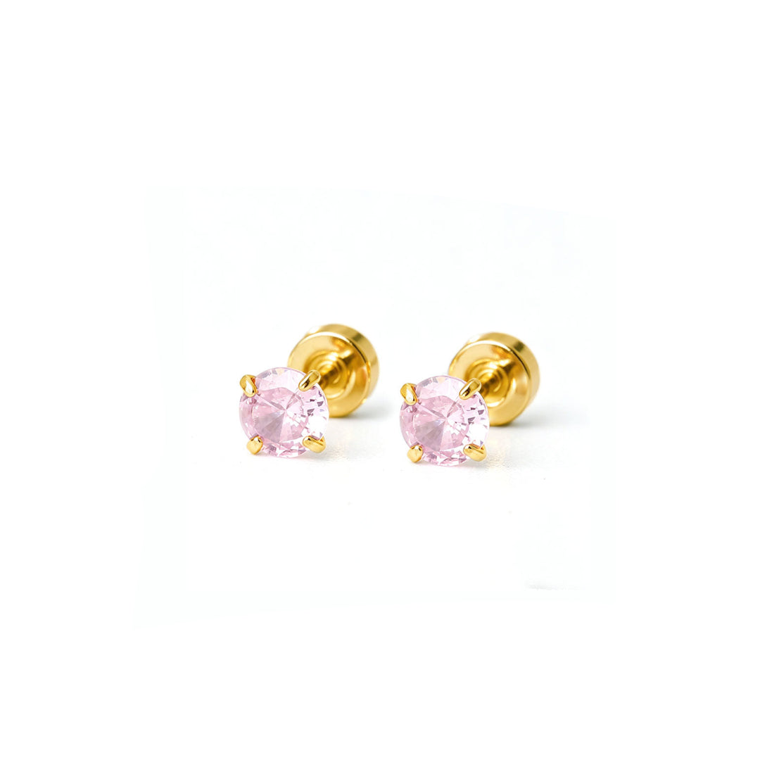 Kinder oorbellen roze diamant – met platte achterkant