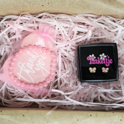 Kinder oorbellen hartje roze glitter – met platte achterkant